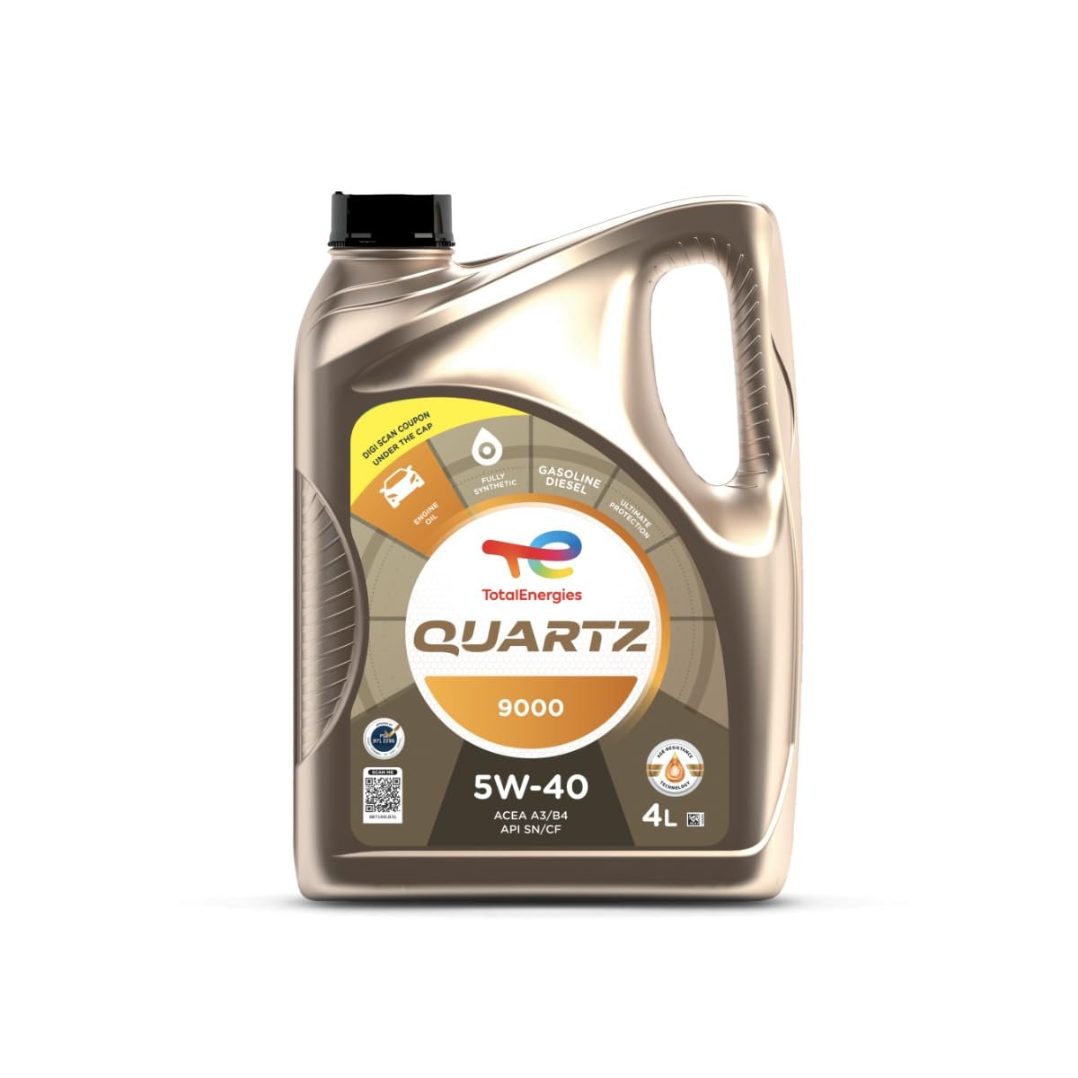 TotalEnergies Quartz 9000 5W-40 ACEA A3/B4 API SN/CF |Ultimate Protection |Fully Synthetic Engine Oil for Cars (4L)