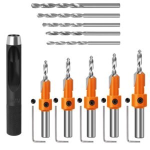Serplex® 10Pcs Wood Countersink Drill Bit Set, 5Pcs Countersink Drill Bit