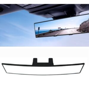 DPRO® Panoramic wide-angle Rear-view mirror Car universal fit Anti blind spot Safety. Large Vision Curved Center Fixing Clip Size 30 x 7.5 cms Enhanced Visibility for Cars SUV, CRV, Trucks