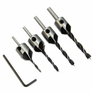 Inditrust 4PCS HSS Countersink Drill Bit Set – 5-Flute Chamfer Cutter Bits for Woodworking – Deburring & Beveling Tool Kit