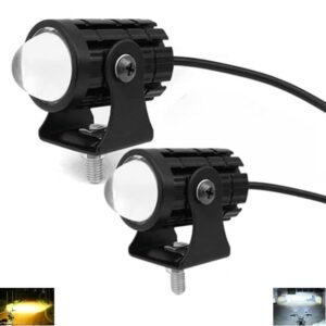 Autozap Mini Driving Fog Light Lamp Projector lens Spotlight Led Motorcycle Headlight Two Colors Motorbike Lighting System (12V, 30W) for Bike, car, tuck, van, tractor Pack of 2 White, Yellow