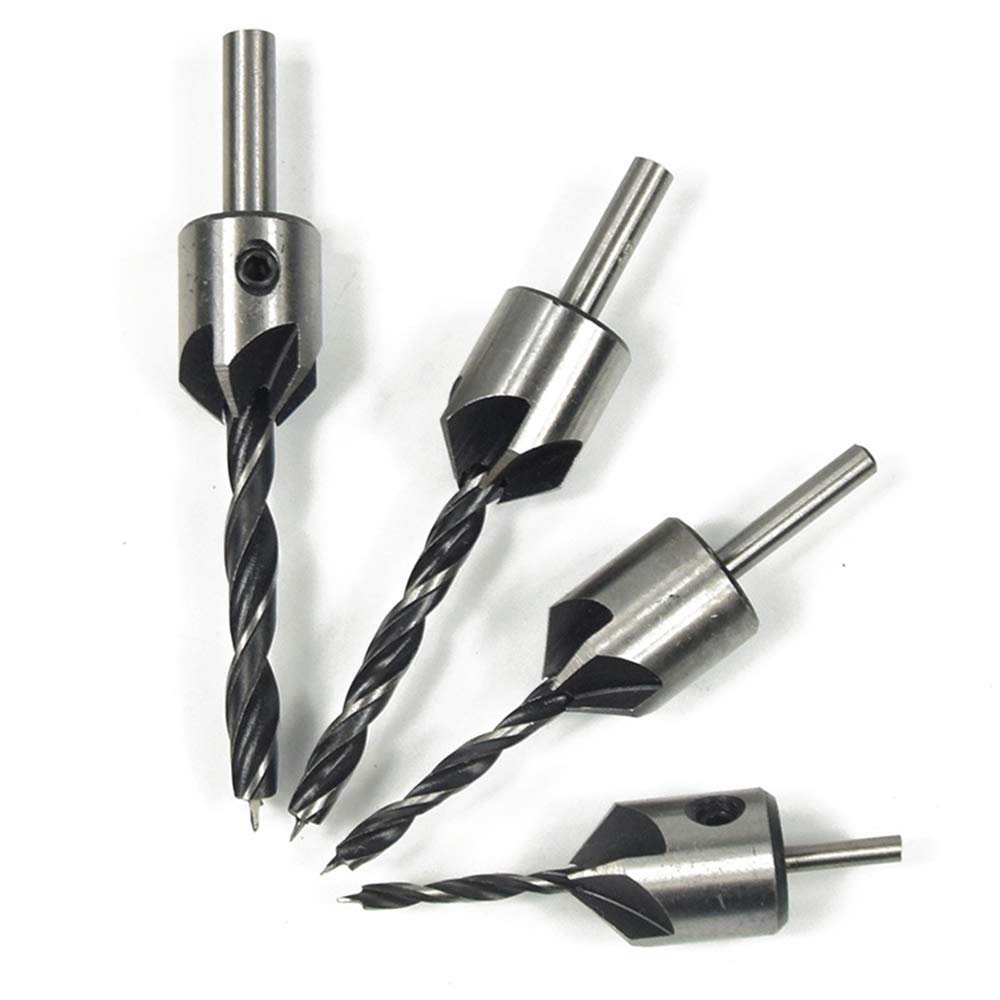 Inditrust 4PCS HSS Countersink Drill Bit Set – 5-Flute Chamfer Cutter Bits for Woodworking – Deburring & Beveling Tool Kit - Image 4