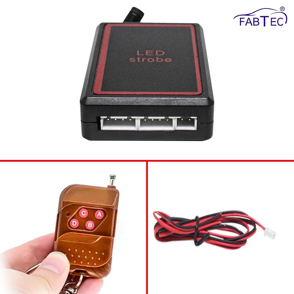 FABTEC Car Grill Red & Blue LED Daytime Running Light DRL Police Flasher Emergency Warning Strobe Light for Cars with Controller & Flashing Modes - Image 2
