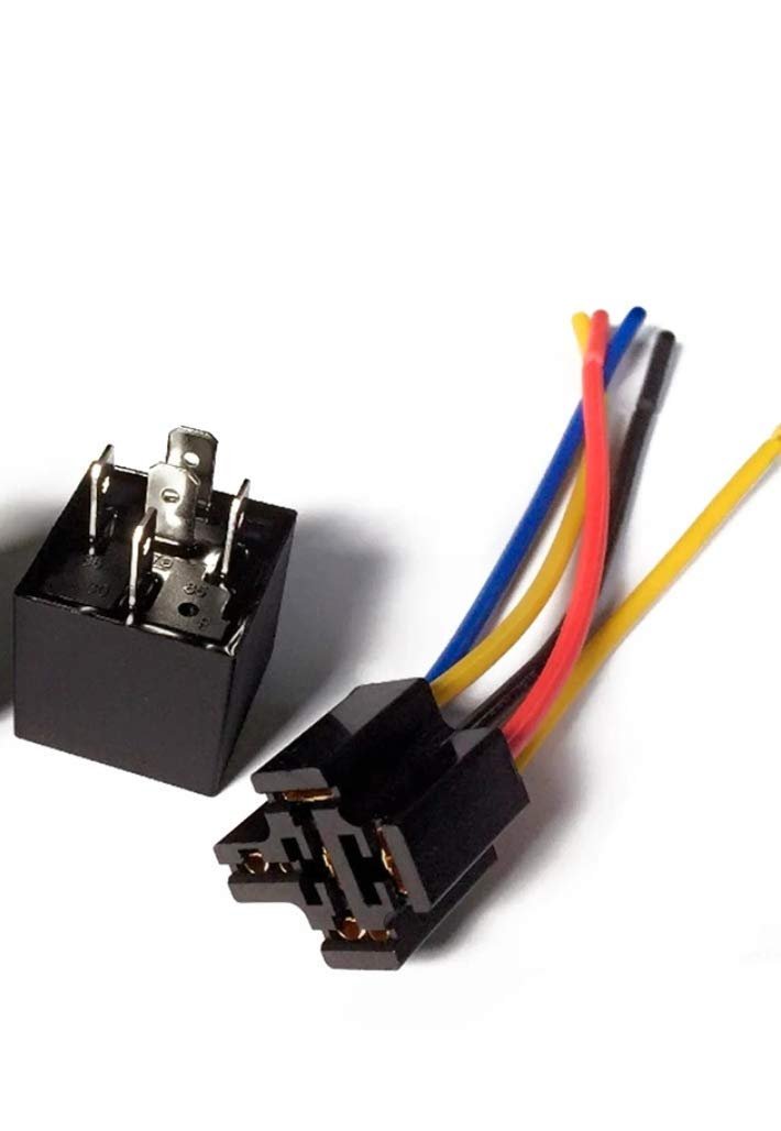 Auto-Ex Automotive Relay Set 5-Pin 30A 12V SPDT With Interlocking Relay Socket/Wiring Harnesses