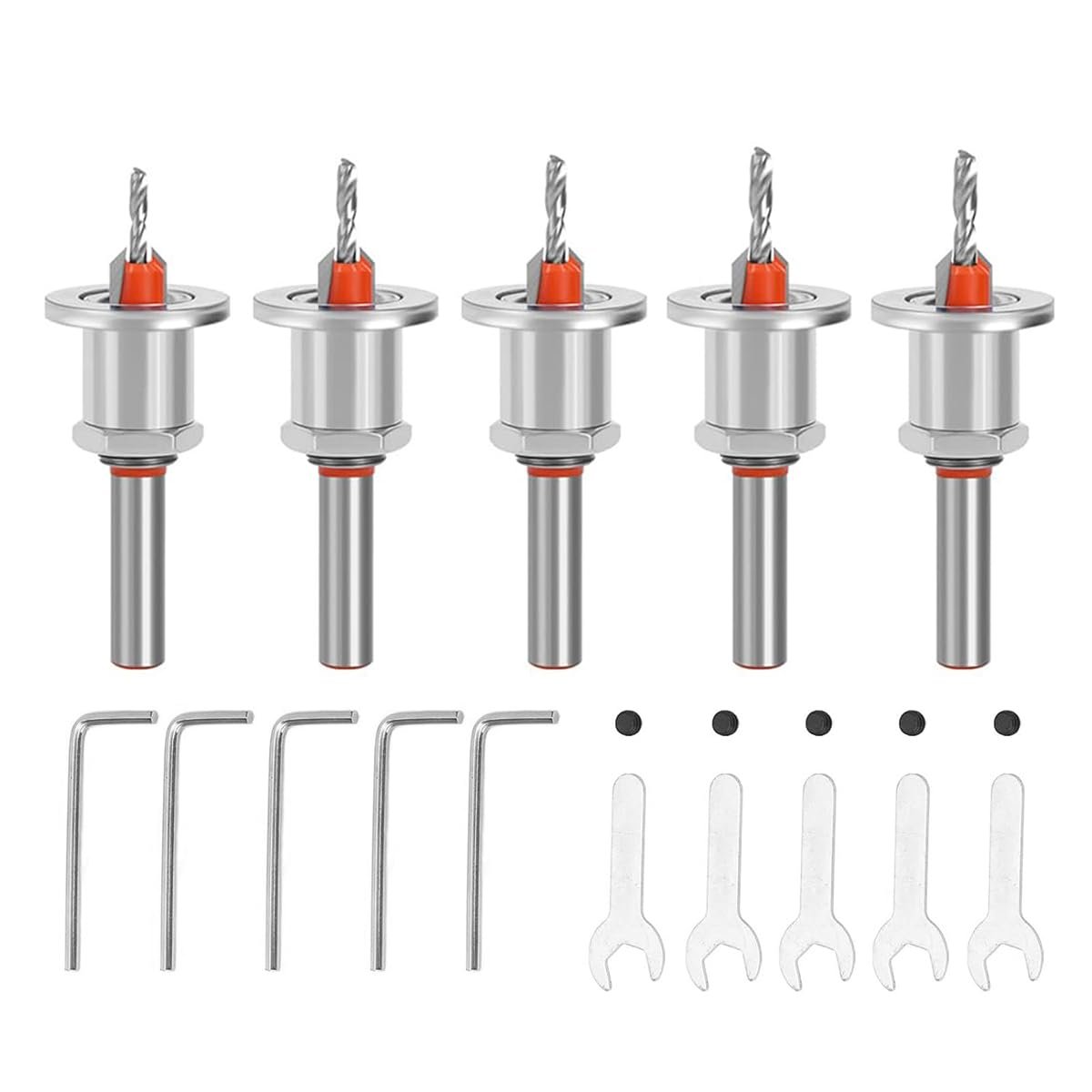 Serplex 5Pcs Carbide Countersink Drill Bits Wood Drill Bits Set