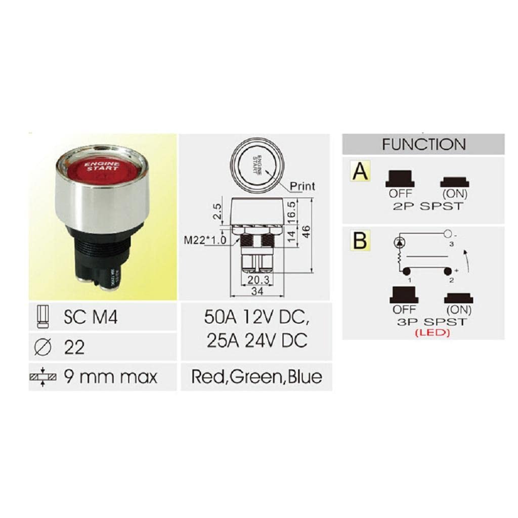 CALANDIS Car Ignition Switch Engine Start Push Button Keyless Entry Starter 12V 5A | Switches & Controls | Interior | Car & Truck Parts - Image 5