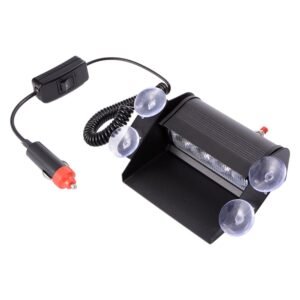 Auto Hub Waterproof 8 LED Red Blue Police Flashing Light for All Cars- Material: Metal & Plastic, 1 Unit
