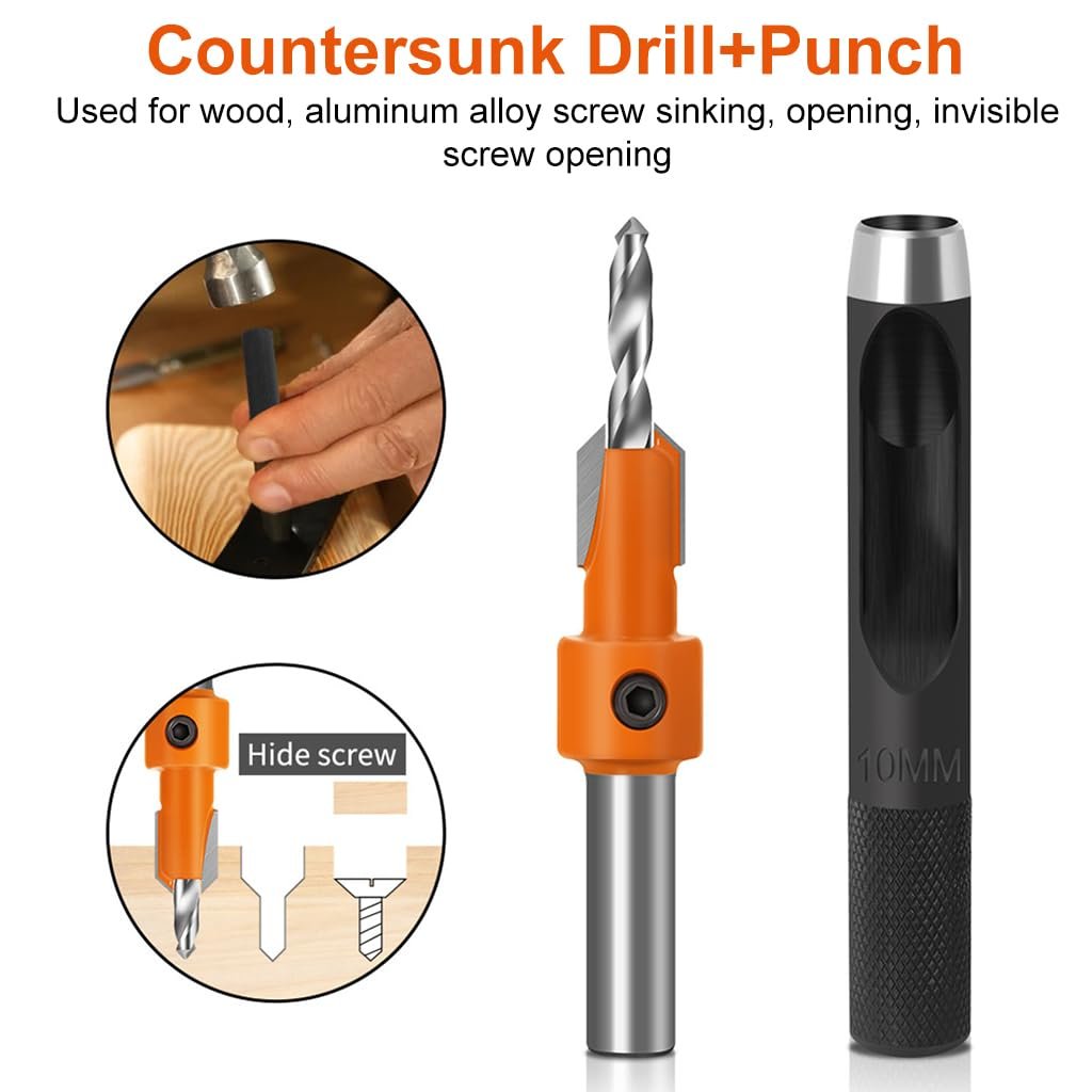 Serplex® 10Pcs Wood Countersink Drill Bit Set, 5Pcs Countersink Drill Bit - Image 7