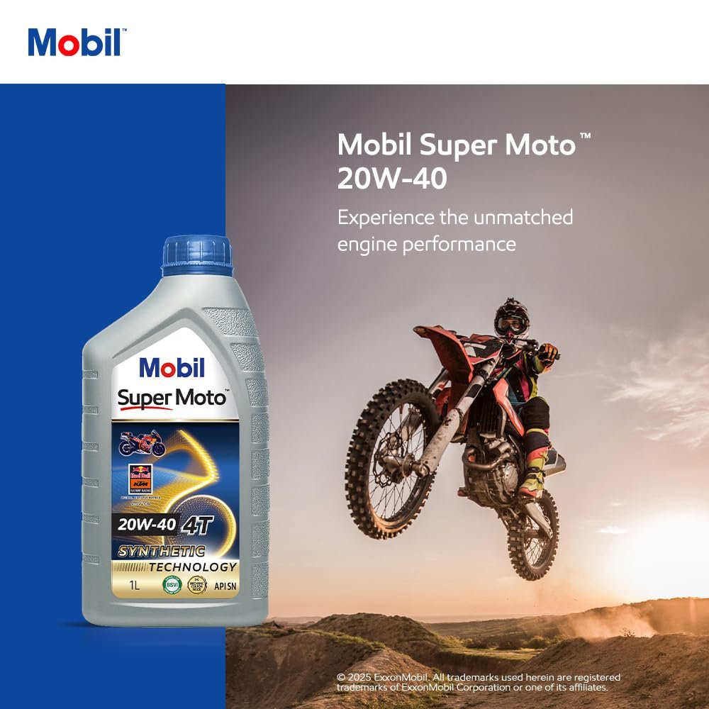 Mobil Super Moto 20W-40 4T Synthetic Technology Engine Oil for Bikes (1L) - Image 5