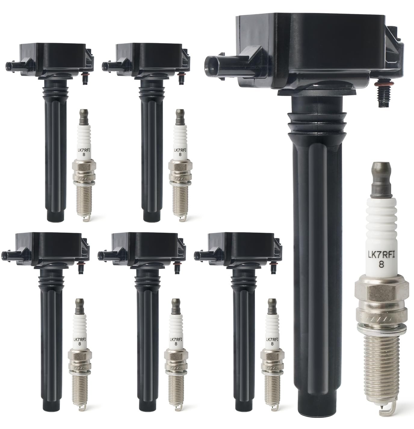 Set of 6 Ignition Coil Packs & Iridium Spark Plugs Compatible with Dodge Challenger Durango Journey Grand Caravan, Chrysler 200 300, Jeep Grand Cherokee Wrangler, RAM 1500 3.6L V6 Replace UF648 97390