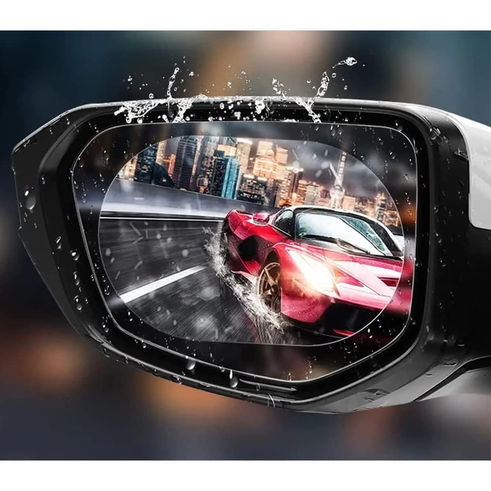 Car Rear View Mirror Rain Proof Film, Anti Water Mist Anti Glare Mirror Protector, Anti Scratch Waterproof Protective Sticker for Side Mirror, Clear Driving Safety Film for Cars, Bikes (Pack of 2) - Image 6