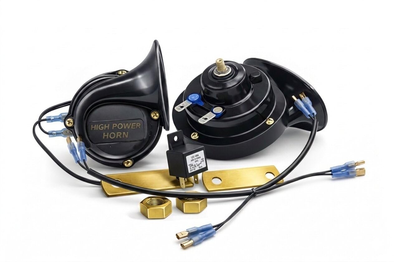 High Power Wind Tone Horn Set, 12V Universal Snail Horn with Relay, Super Loud 110-115 dB, Waterproof, for Cars and Bikes