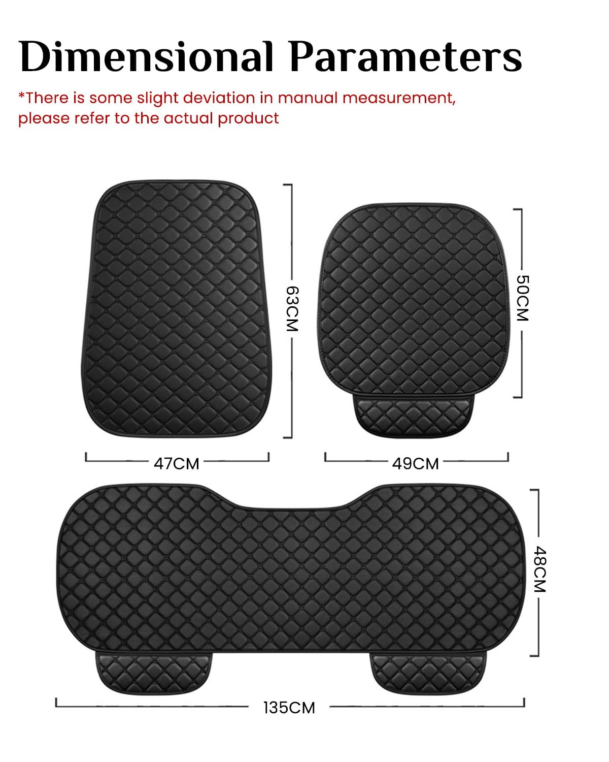 STHIRA® 3Pcs Black PU Leather Car Seat Covers With Anti-Slip Silicone Dot & Storage Pouch, Ultimate Comfort Seat Cover for Car Durability & Protection For Front & Rear Seats, Scratch & Spill Resistant - Image 2
