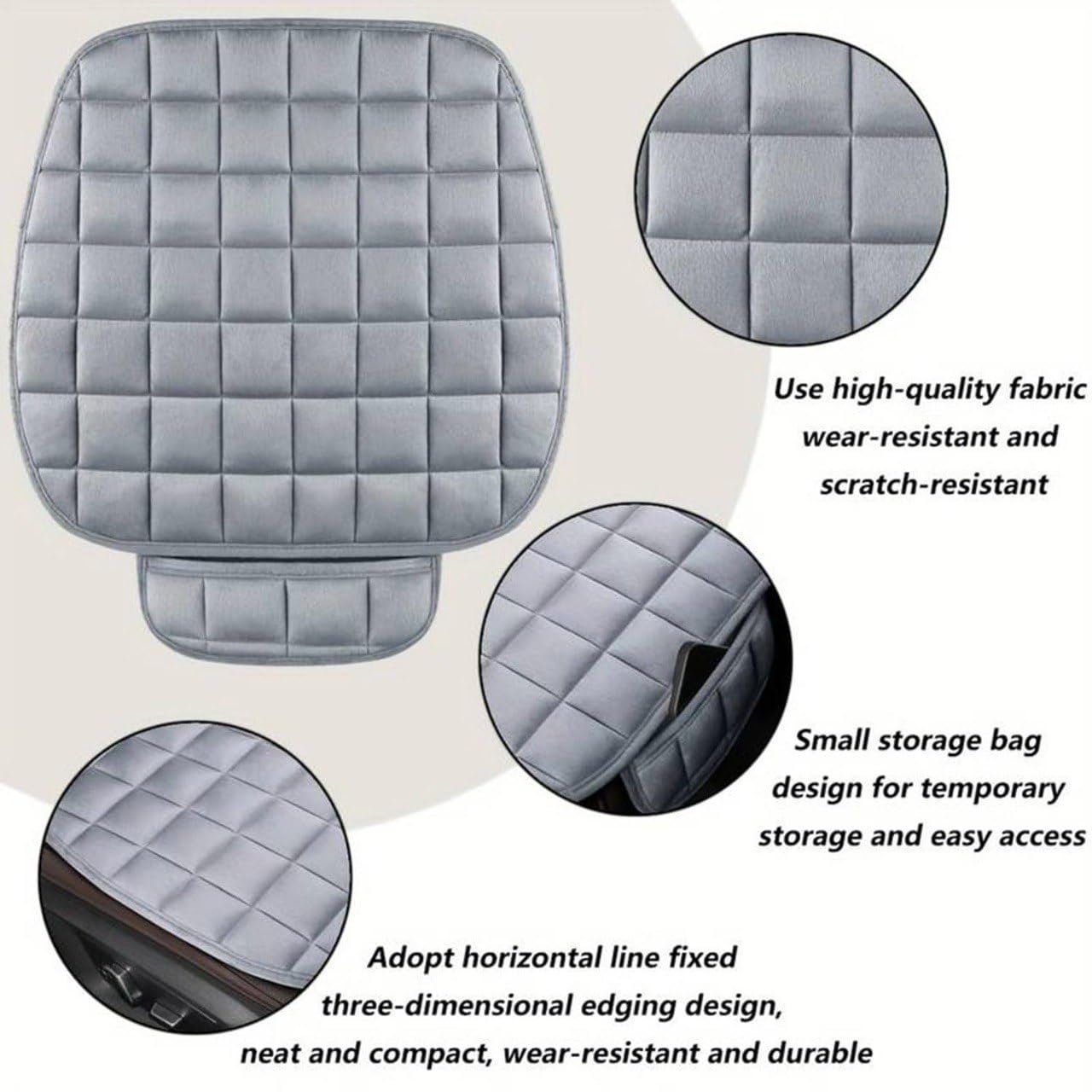 VANITYA Car Seat Soft Cover with Non-Slip Grip and Storage Pouch, Breathable, Memory Foam Comfort Seat Protector for Cars Universal Fit, Anti-Wear, Pressure Relief, Easy Installation - Image 2