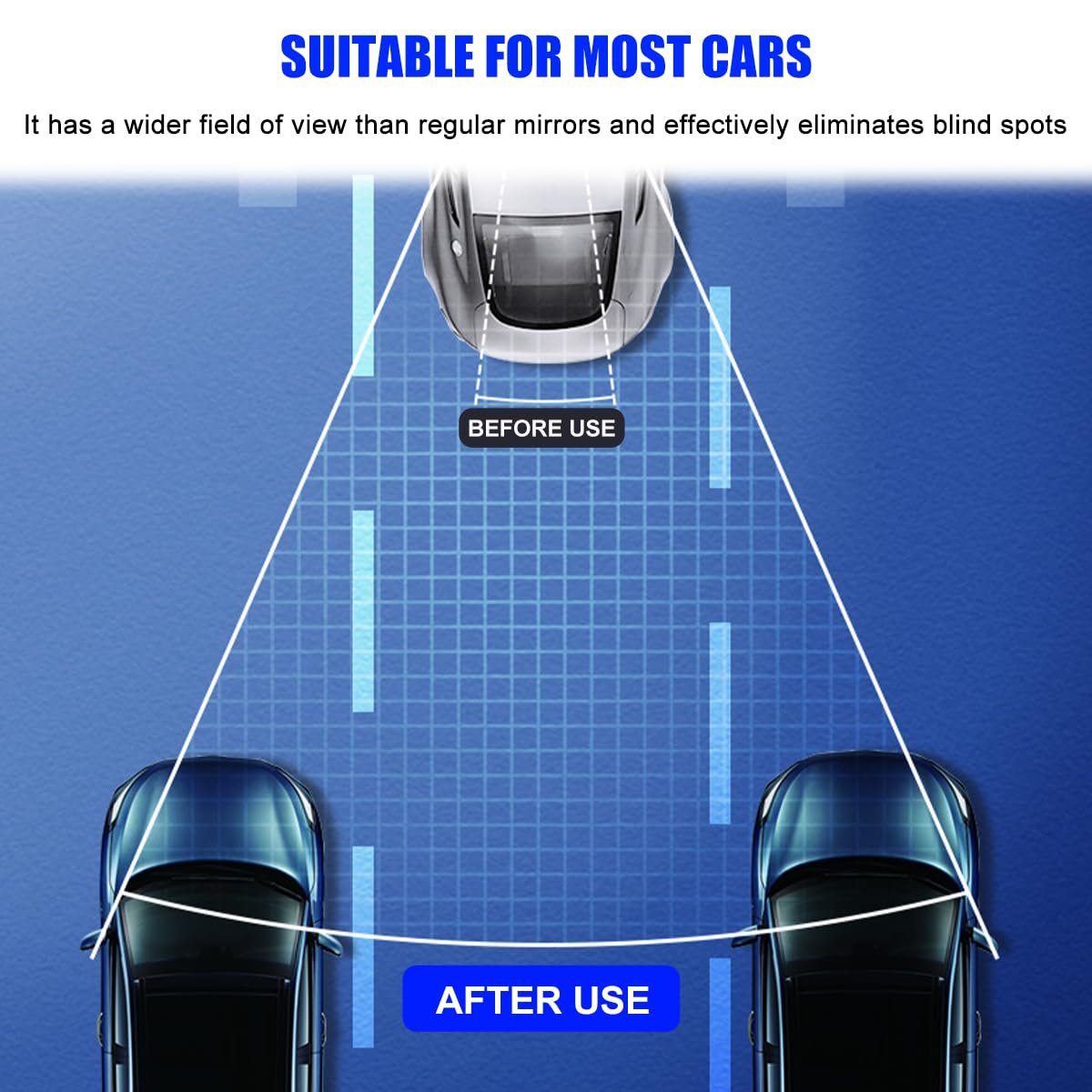 LSKASELUE Car Rearview Mirror, 12.2 Inch Curved Panoramic Clip-on Rear View Mirror to Reduce Blind Spot, Universal Interior Anti Glare HD Rearview Mirror for Cars Trucks SUVs - Image 4