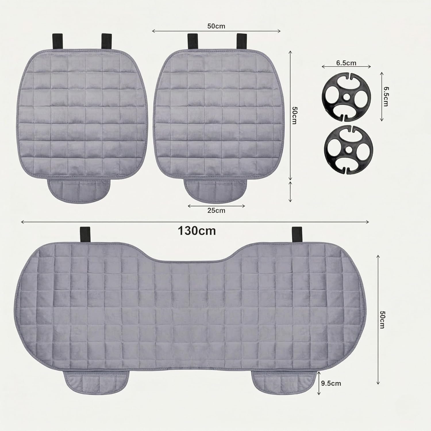 WEXSA Foam Car Seat Cushion Cover, Convertible Back Seat Extender & Travel Bed, Quilted Padded Seat Protector, Universal Fit for Most Cars, Non-Slip Seat Cushion (3Pcs Grey Cover) - Image 2