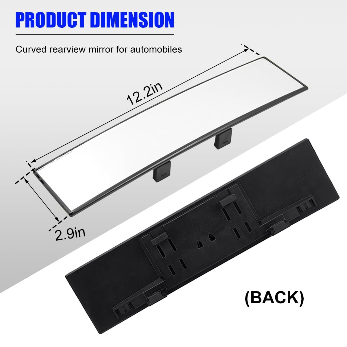 LSKASELUE Car Rearview Mirror, 12.2 Inch Curved Panoramic Clip-on Rear View Mirror to Reduce Blind Spot, Universal Interior Anti Glare HD Rearview Mirror for Cars Trucks SUVs - Image 2