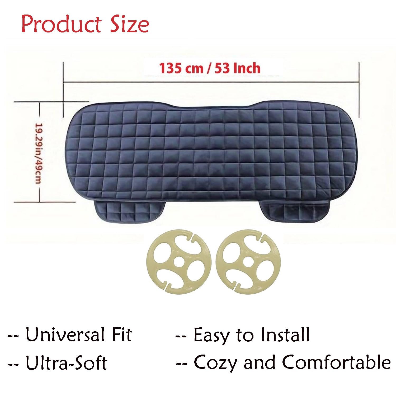 KeepCart Comfortable Ultra-Soft Memory Foam with Non-Slip Grip and Storage Pouch Car Seat Cover Sponge Front Rear, Universal Fit, All-Season (Gray Rear 1Pc) - Image 5
