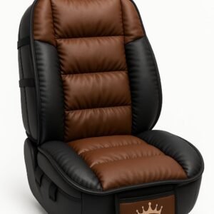 3D FRONTLINE Ultra Comfort Luxury PU Leather Brown Seat Cover Cushion for All The Cars,SUV,Office Chair,Home Chair-Easy Strap Fit,Pocket Flap(Universal Fit,1 Pack)