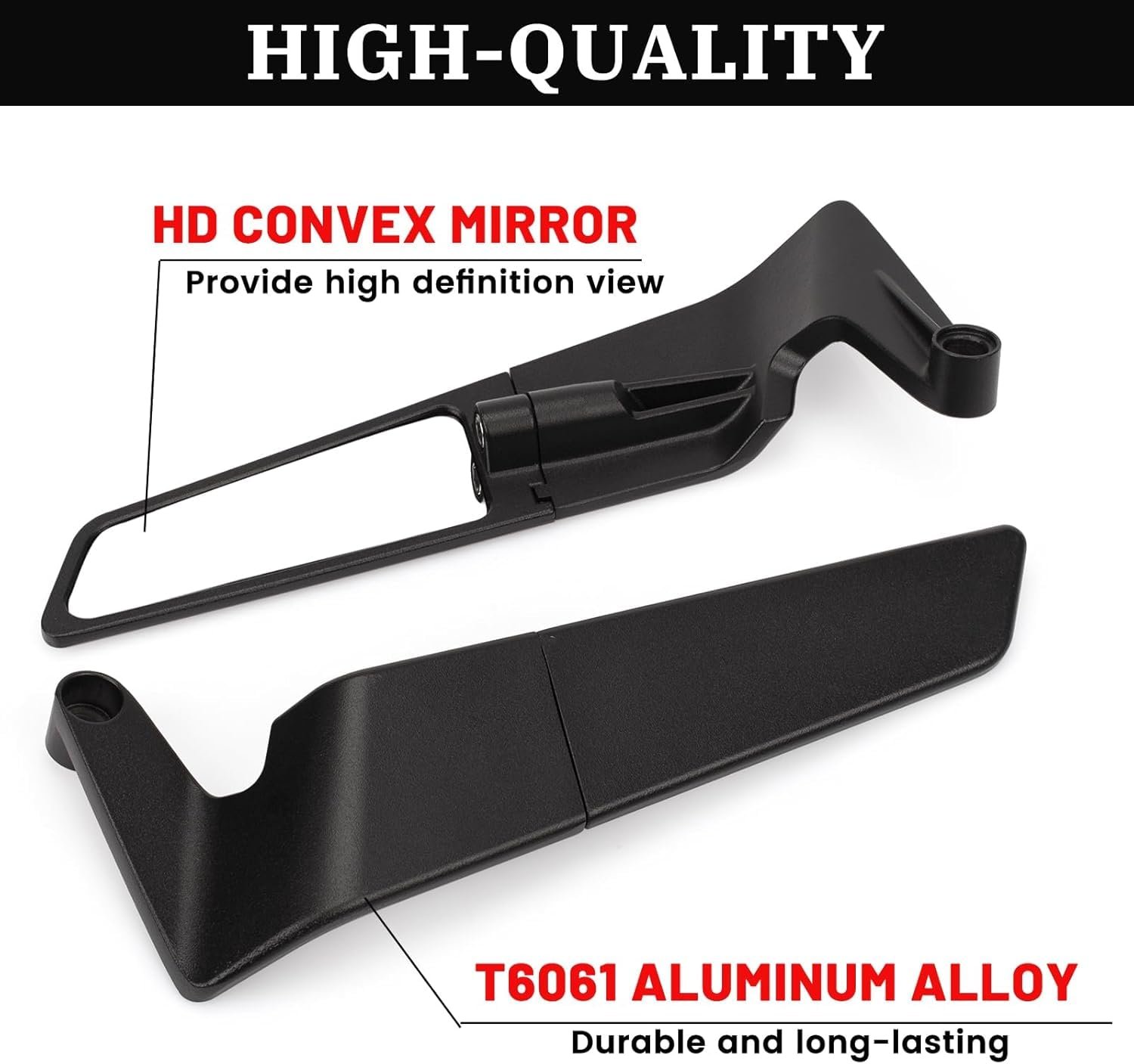 Eliane Universal Motorcycle Bike Mirrors Set Adjustable Rotating Rear View Mirror Stealth Wind Wing Side For All Bikes (York nut Fitting 8mm, 10mm) - Image 8