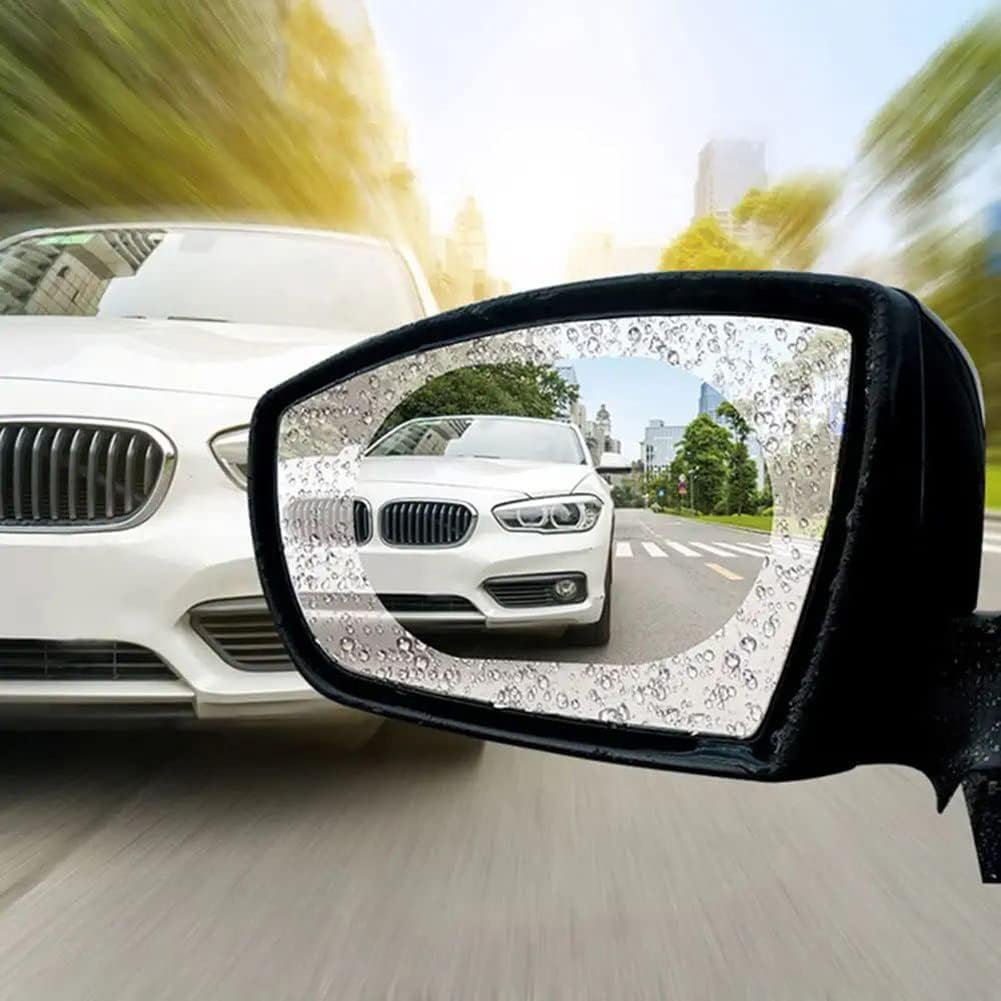 Car Rear View Mirror Rain Proof Film, Anti Water Mist Anti Glare Mirror Protector, Anti Scratch Waterproof Protective Sticker for Side Mirror, Clear Driving Safety Film for Cars, Bikes (Pack of 2) - Image 7