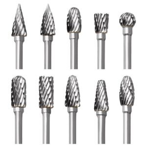 Serplex® 10PCS Tungsten Carbide Rotary Burr Set for Dremel, 1/8" Shank
