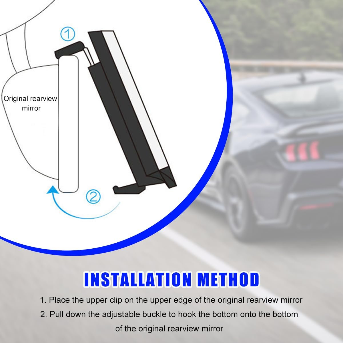 LSKASELUE Car Rearview Mirror, 12.2 Inch Curved Panoramic Clip-on Rear View Mirror to Reduce Blind Spot, Universal Interior Anti Glare HD Rearview Mirror for Cars Trucks SUVs - Image 5