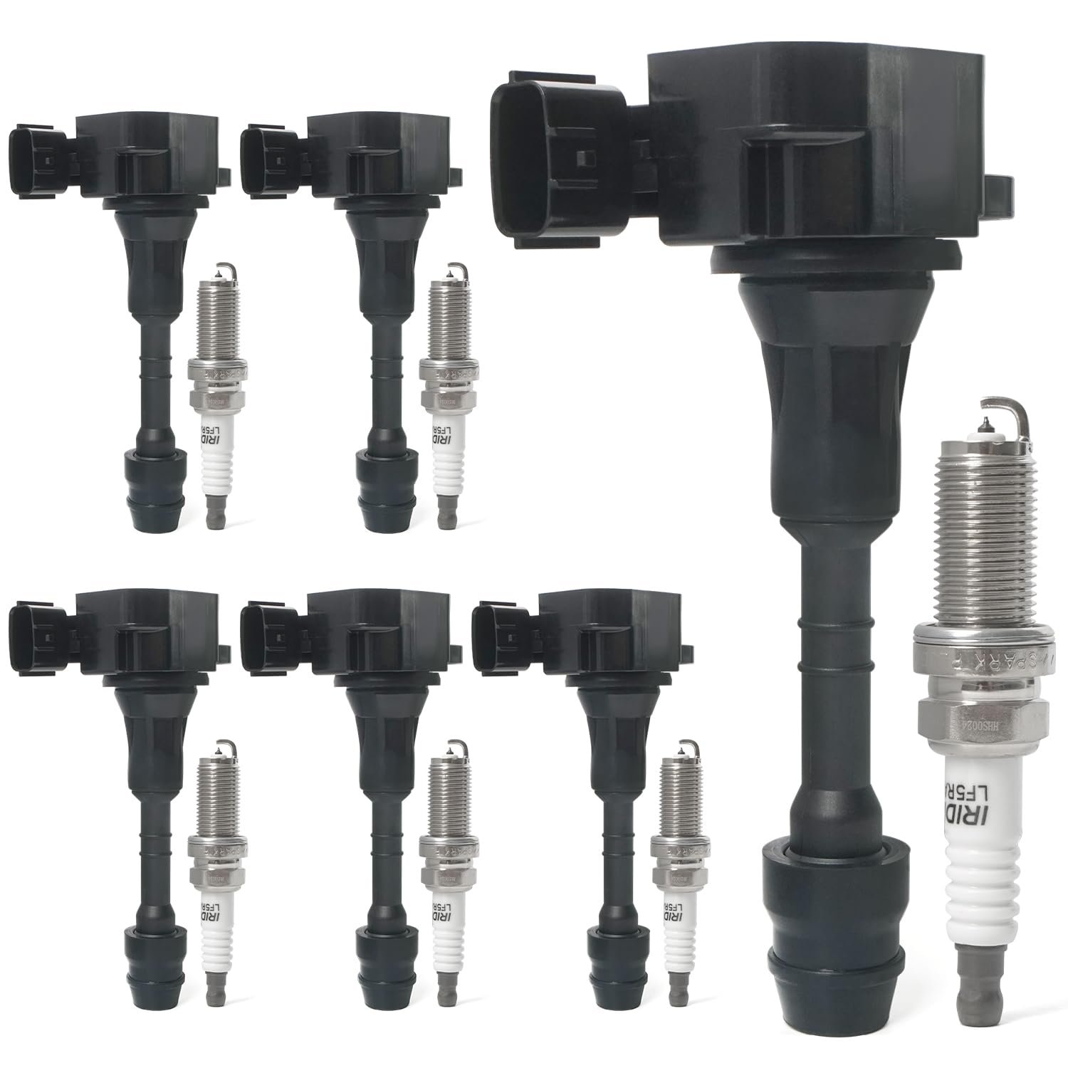 Set of 6 Ignition Coil Pack & Spark Plugs Compatible with 3.5L 4.0L V6 Nissan Altima Frontier Maxima Murano Pathfinder Quest Xterra NV1500 NV2500 NV3500, Infiniti I35 QX4, Suzuki Equator Replace UF349