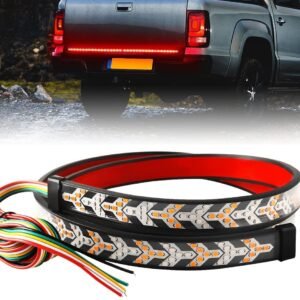 AutoBizarre 48 inch Sequential Amber Turn Signal Lights Double Flashing Light Truck Tailgate Light Pickup Tail Light Strip Compatible with All Cars, Trucks, SUV, Vans