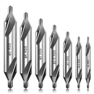 Serplex® 7 Pieces Center Drill Bits Set M2 High Speed Steel Center Drill Kit Lathe Tools with 60-Degree Angle for Lathe Metalworking and Precision Drilling in Size 1.0 1.5 2.0 2.5 3.0 4.0 5.0