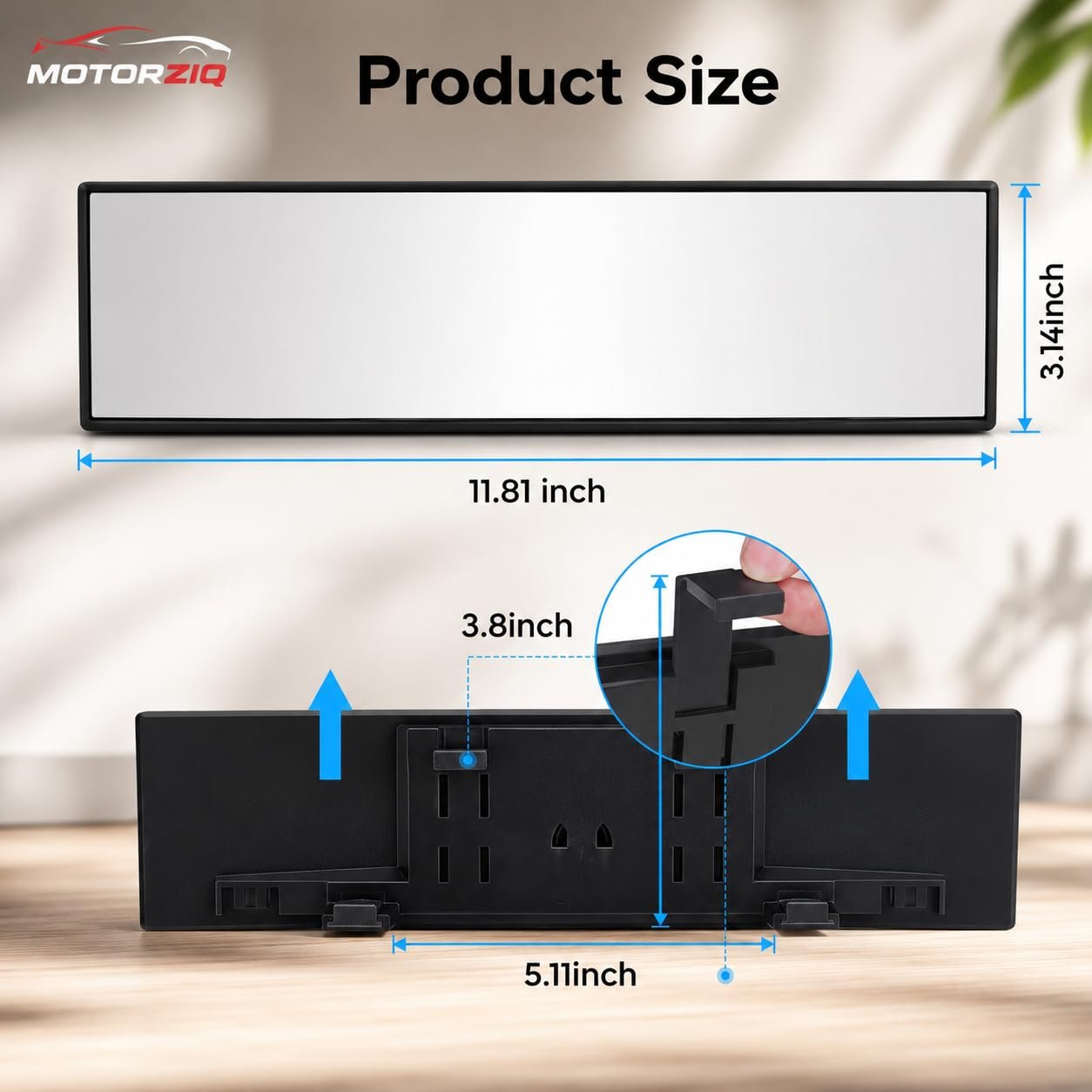 Car Panoramic Rear View Mirror | Wide Angle Blind Spot Mirror for Car | Interior Rearview Mirror Clip-On | Anti-Glare Large Vision Safety Mirror for Cars, SUVs & Trucks - Image 4