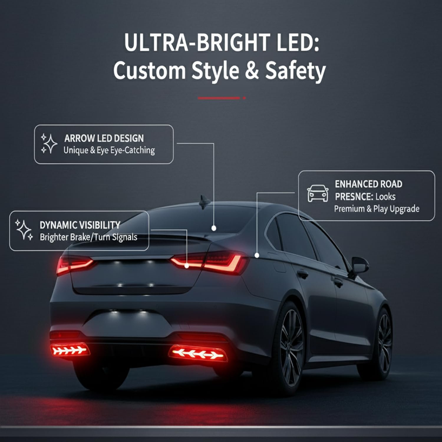 UBH LED Arrow Sequential Turn Signal Lights – Universal Flowing Amber Side Marker Indicator for Cars, SUVs, and Trucks (Pair) - Image 4