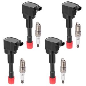 4 Ignition Coil Pack UF374 and 4 Iridium Spark Plug 5325 Compatible with Honda 2003-2005 Civic, 2006-2011 Civic 1.3L l4 Coil for 5C1729 E1051