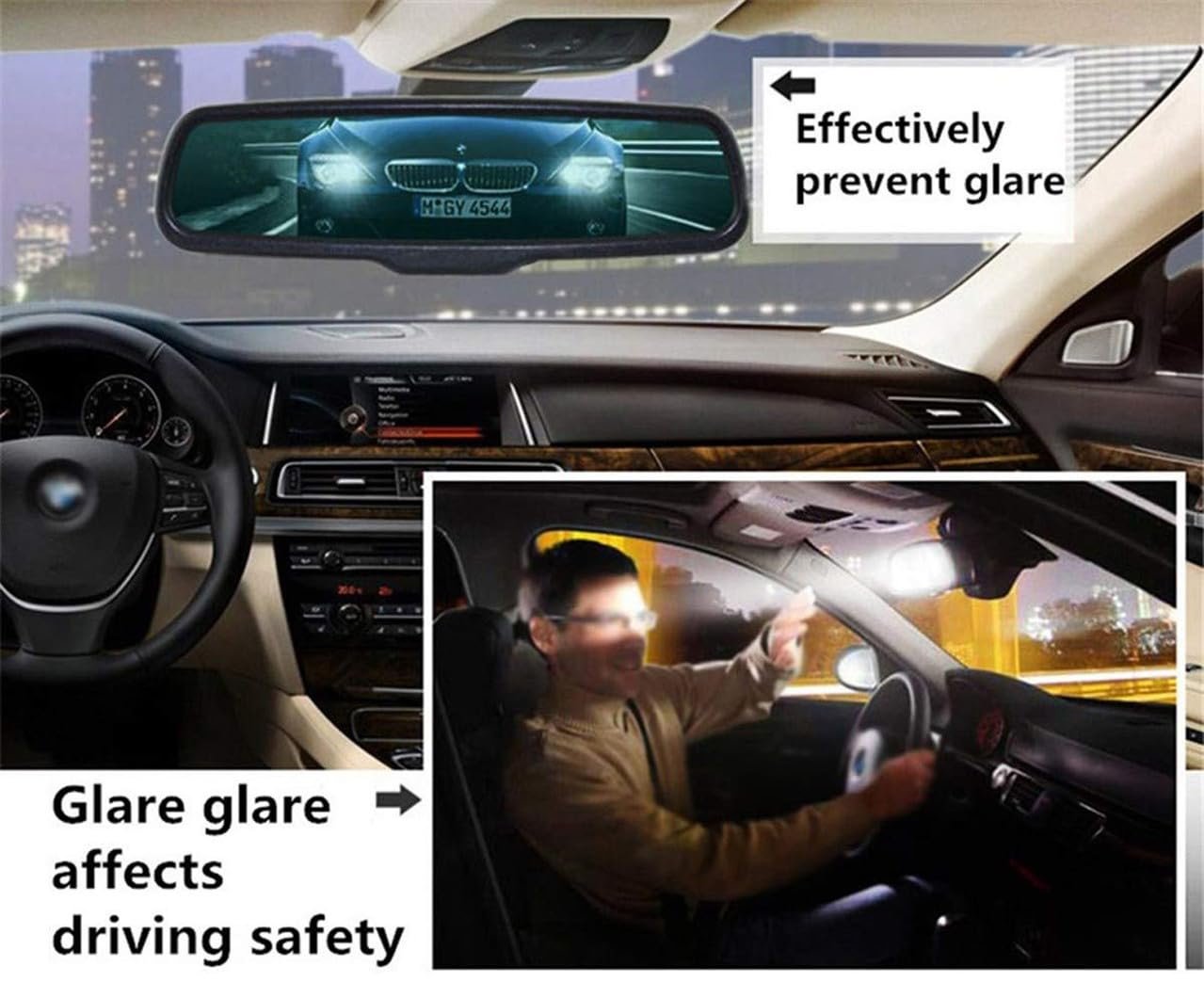 Car Rear View Mirror Anti-Glare Film Interior Rearview Mirror Anti Glare Membrane Anti-Scratch Sticker Safe Driving Protective Film For Hindustan Motors Contessa - Image 2