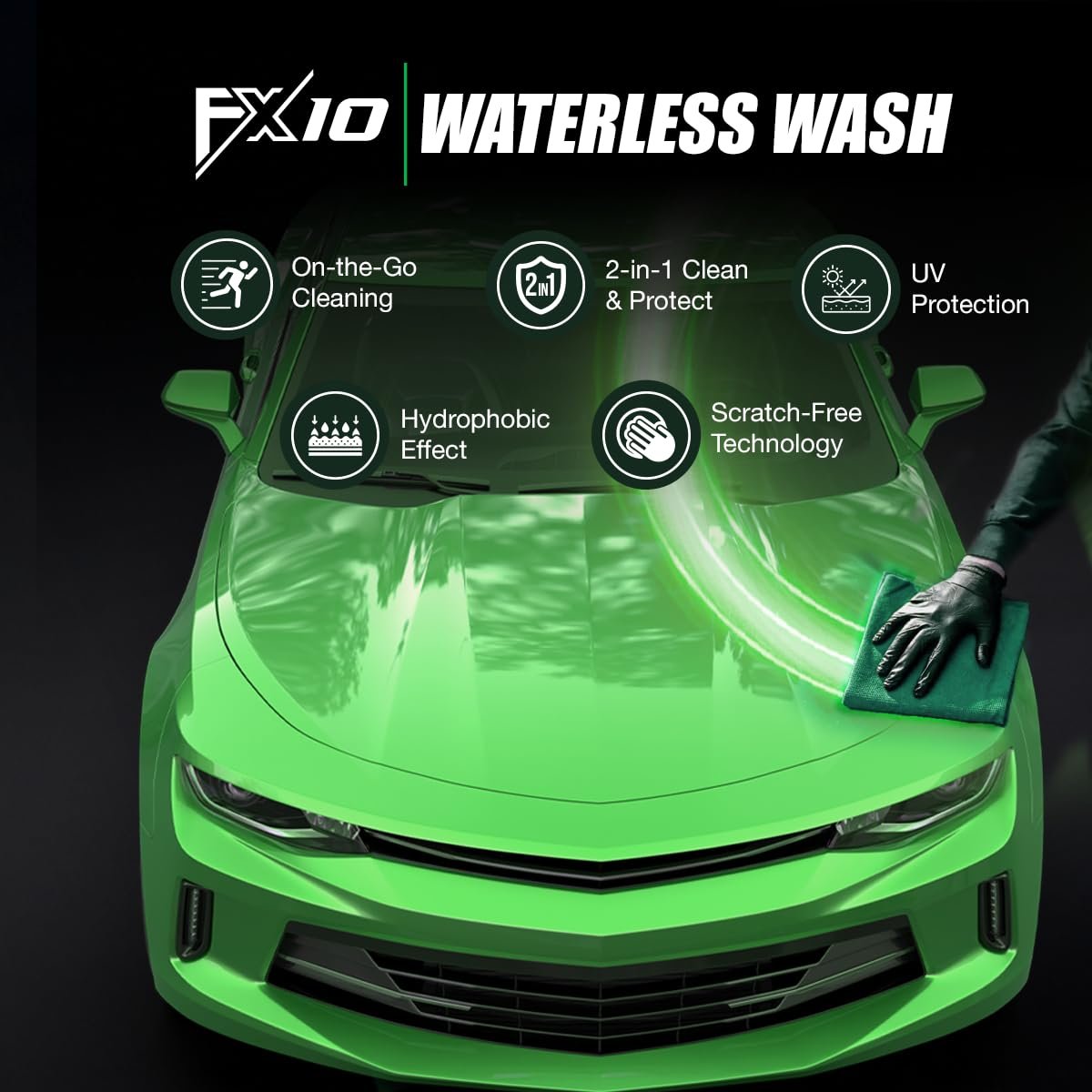 Nippon Paint FX10 Waterless Car Wash Spray 500ML | 2in1 Clean + Wax Protection | Scratch Free Technology Hydrophobic Effect & UV Shield | On the Go Car Cleaning Spray High Gloss Streak Free Finish - Image 3