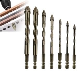 Luxeeva® Drill Bits Set 7Pcs 3–12mm, Dry & Wet Metal Drill Bits Set | Heavy-Duty Carbide Tip Drill Bit Kit for Wall, Glass, Wood & Tile Projects