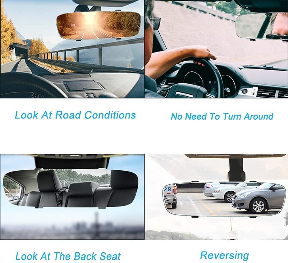 CarFrill Wide Angle Frameless Rear View Mirror Panoramic Rearview Convex Car Interior Mirror to Reduce Blind Spot Effectively for Cars | SUV | Trucks (Size- 11.8 inch | Universal Fit) - Image 2