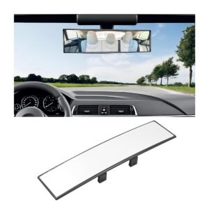 LSKASELUE Car Rearview Mirror, 12.2 Inch Curved Panoramic Clip-on Rear View Mirror to Reduce Blind Spot, Universal Interior Anti Glare HD Rearview Mirror for Cars Trucks SUVs