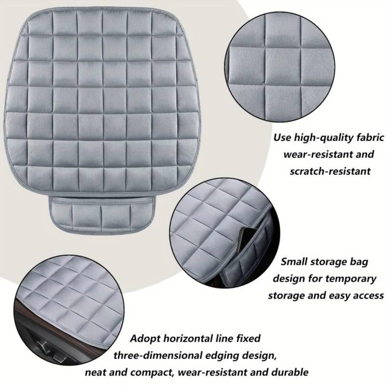WEXSA Foam Car Seat Cushion Cover, Convertible Back Seat Extender & Travel Bed, Quilted Padded Seat Protector, Universal Fit for Most Cars, Non-Slip Seat Cushion (3Pcs Grey Cover) - Image 6