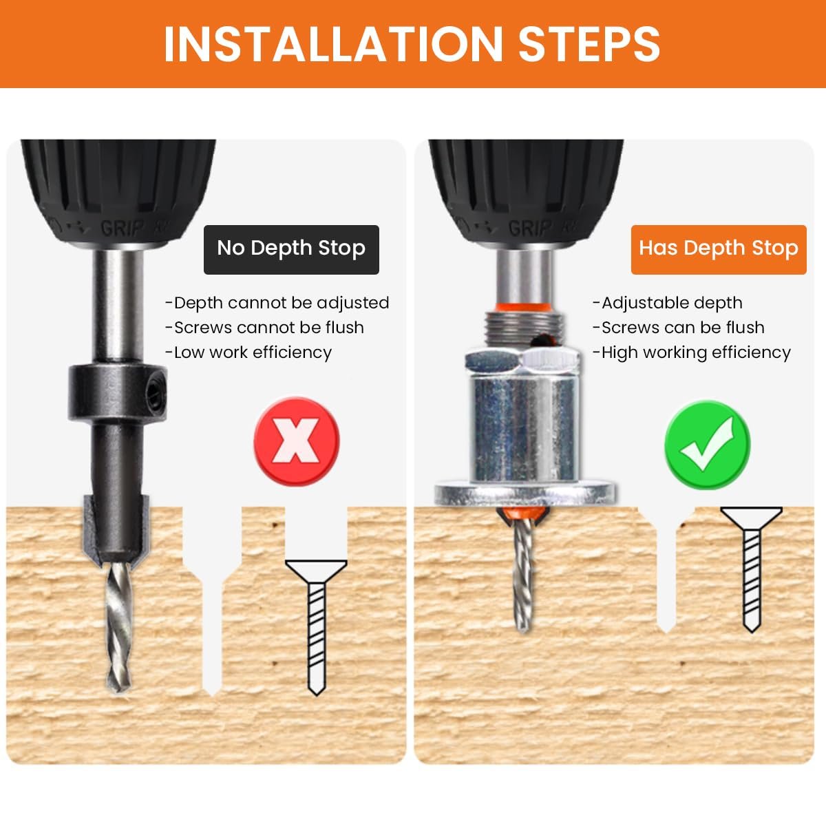 Serplex 5Pcs Carbide Countersink Drill Bits Wood Drill Bits Set - Image 4