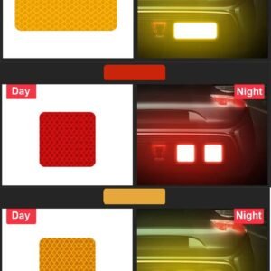 Buylogy Carbon Fibre (White) 10Pcs Rectangle Car Truck Bumper Safety Reflective Warning Strip Night Driving Riding Safety Stickers Motorcycle Bicycles Safety Sticker