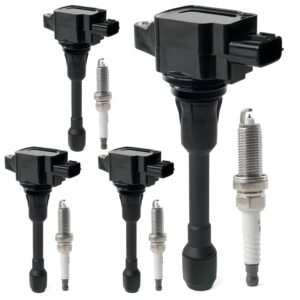 Set of 4 Ignition Coil Pack & Iridium Spark Plugs Compatible with 2005-2019 Nissan Altima Cube Rogue Sentra NP300 Versa NV200 Infiniti FX50 M56 Q70 QX60 QX70 1.6L 1.8L 2.0L 2.5L L4 Replace UF549 C1696