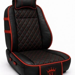 3D FRONTLINE Ultra Comfort Luxury PU Leather Black Seat Cover Cushion for All The Cars,SUV,Office Chair,Home Chair with Neck Rest Pillow-Easy Strap Fit,Pocket Flap(Universal Fit,1 Pack)