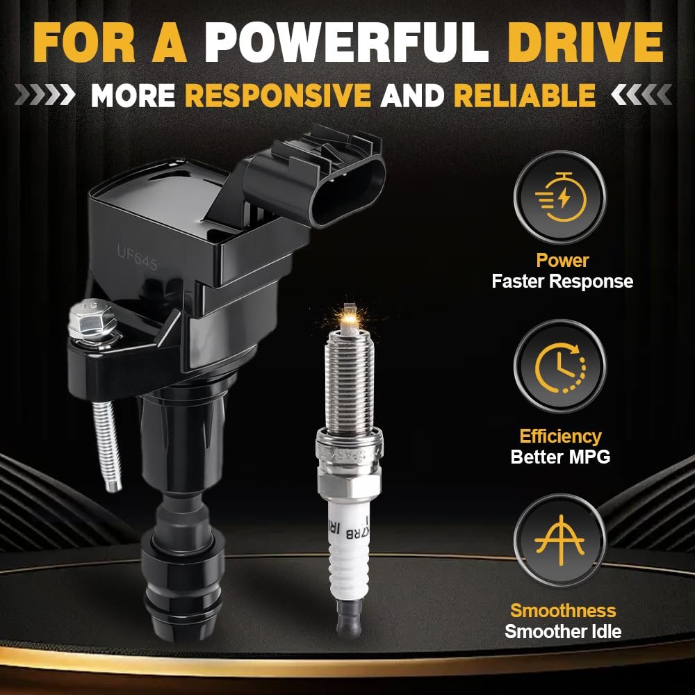 muge racing UF645 Ignition Coil Pack and Iridium Spark Plugs Compatible with Buick LaCrosse Regal Verano, Chevrolet Captiva Sport Cobalt Equinox HHR Malibu, GMC Terrain, Pontiac, Saturn, Replace#UF491 - Image 2