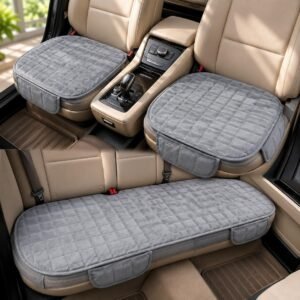 WEXSA Foam Car Seat Cushion Cover, Convertible Back Seat Extender & Travel Bed, Quilted Padded Seat Protector, Universal Fit for Most Cars, Non-Slip Seat Cushion (3Pcs Grey Cover)