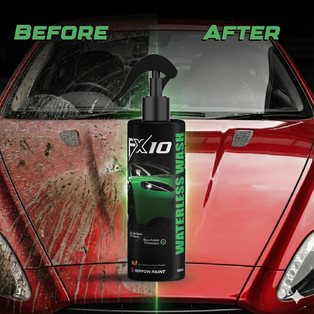 Nippon Paint FX10 Waterless Car Wash Spray 500ML | 2in1 Clean + Wax Protection | Scratch Free Technology Hydrophobic Effect & UV Shield | On the Go Car Cleaning Spray High Gloss Streak Free Finish - Image 4