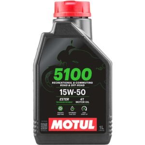 Motul 5100 4T 15W-50 Technosynthese Semi-Synthetic Engine Oil for Bikes | API SM | Advanced Wear Protection, Smooth Gear Shifting & Reliable Performance | 1 L