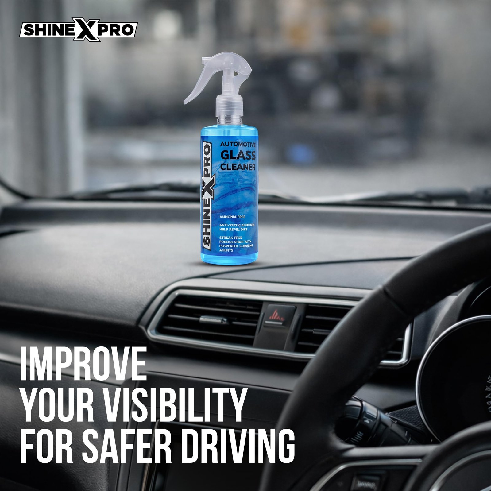 ShineXPro Glass Cleaner Spray 300 ml - Streak Free Car Glass Cleaner Liquid with Anti-Static Additives - Windshield Cleaner safe for both Tinted & Coated Glass with Powerful Cleaning Agents - Image 6