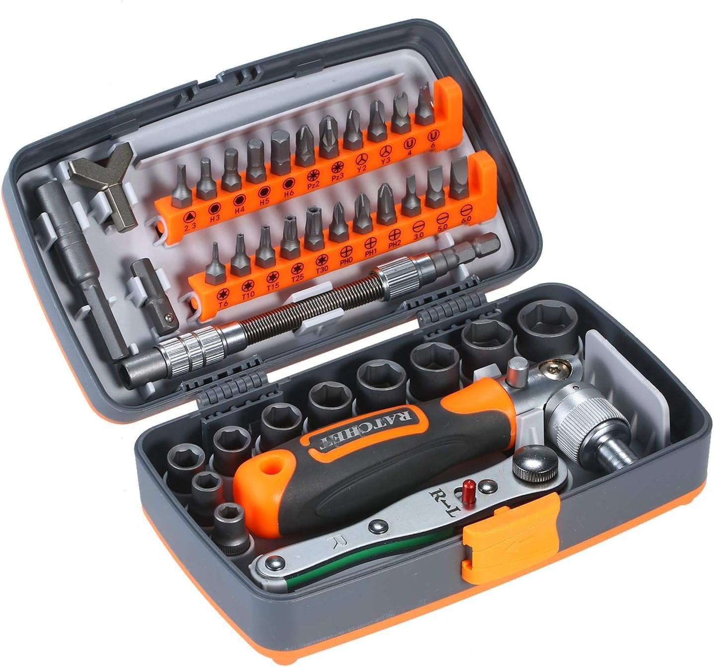 Novo 2025 38pc Precision Ratchet Screwdriver Bit Set Magnetic Screwdrivers Kit Electronics Repair Tool Kit with Flexible Shaft Extension Rod for Phone Laptop (NO-2880A), Multicolor - Image 2