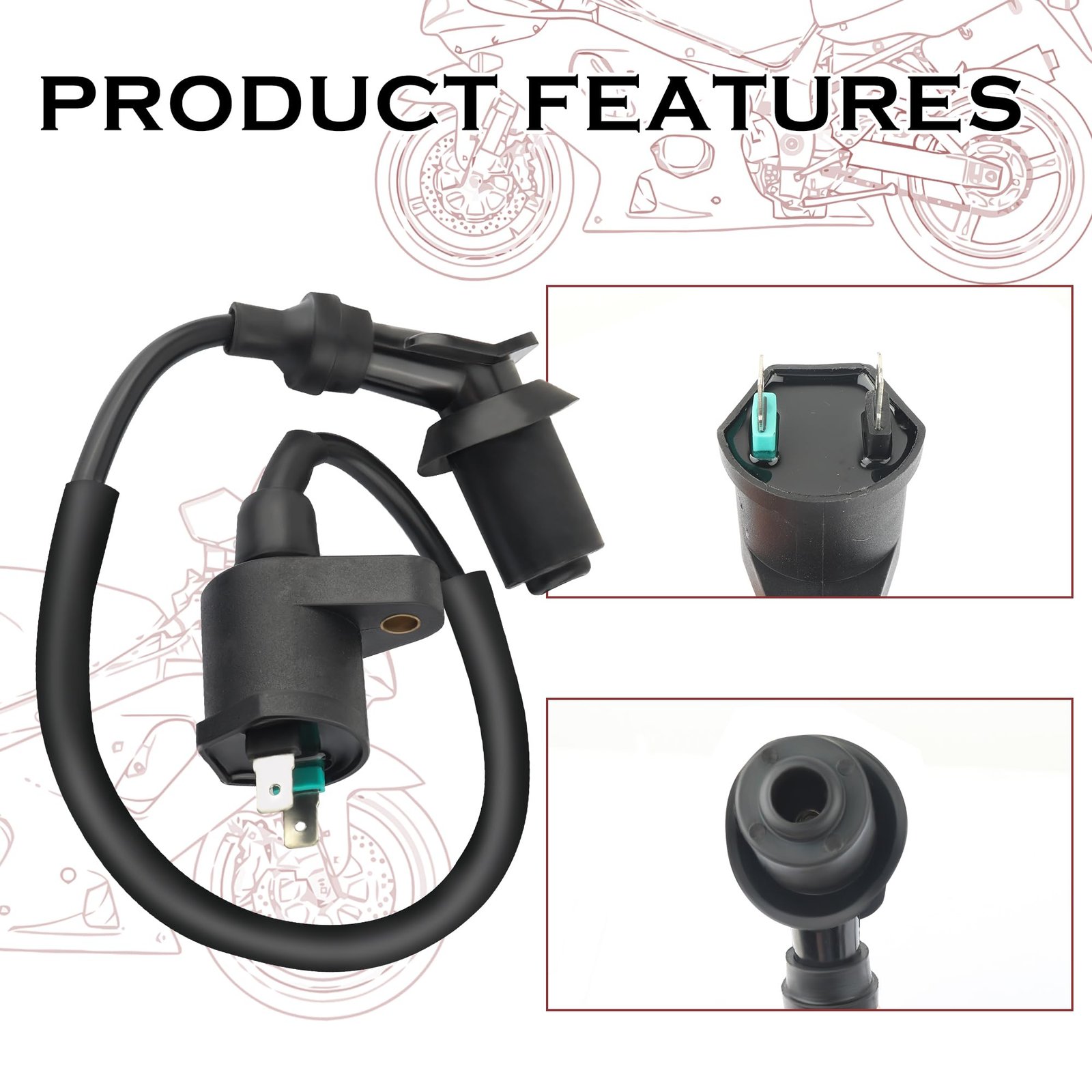 GY6 Ignition Coil+A7TC Spark Plug,High-Performance Racing Ignition Coils and Spark Plug Set for 50cc-150cc Engine,Universal Car Parts Replacement for Motorcycle ATV Kart Dirt Bike - Image 3